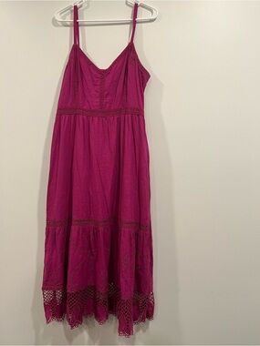 LOFT fuscia purple V-Neck Spaghetti Strap Dress